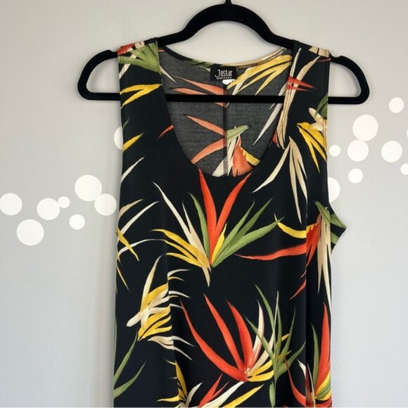 Jostar Tropical Leaf Print Sleeveless Tunic Top - Picture 2 of 5